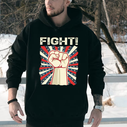 Teesdily | American Hand Fist Retro Shirt, American Fight Sweatshirt Hoodie Mug, Patriotism Vintage Crewneck, Patriotic Gifts