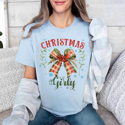 Teesdily | Vintage Coquette Bow Christmas Girly Shirt, Christmas Coquette Bow Sweatshirt, Christmas Party Hoodie Mug, Merry Christmas Gift