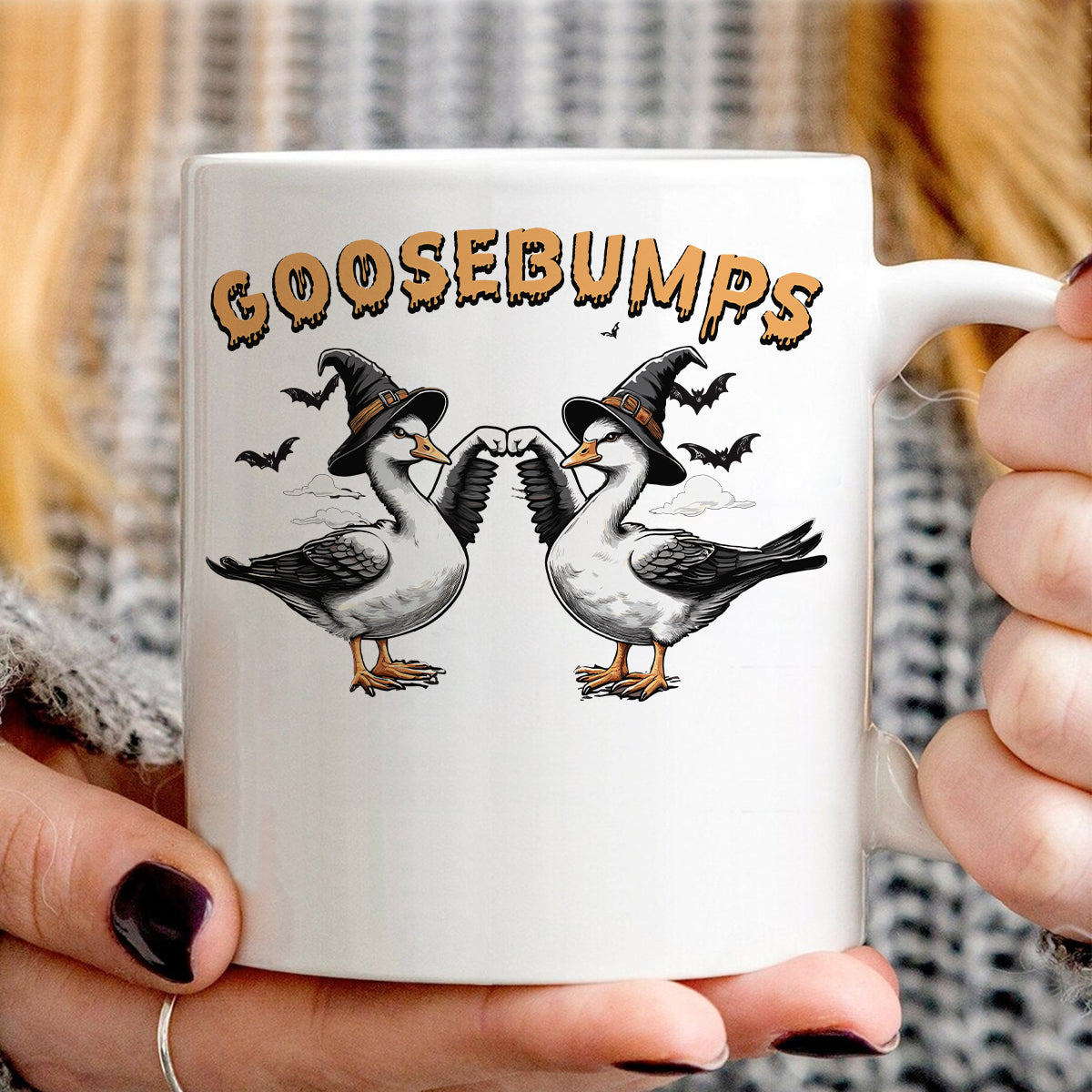 Teesdily | Silly Goose Shirt, Halloween Silly Goose Shirt, Silly Goose Bumps Sweatshirt, Retro Halloween Funny Goose Hoodie Mug, Halloween Outfit Gift