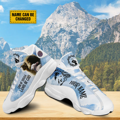 Teesdily | Lion And Lamb Basketball Shoes, Jesus Lion Of Judah Running Shoes, Christian Gifts, Religious Footwear Unisex Basketball Shoes