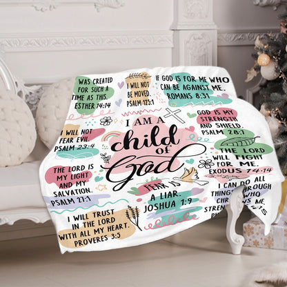 Teesdily | Jesus Christian Blanket, I Am A Child Of God Lightweight And Premium Fleece Blanket, Blanket For Family Adults Kids