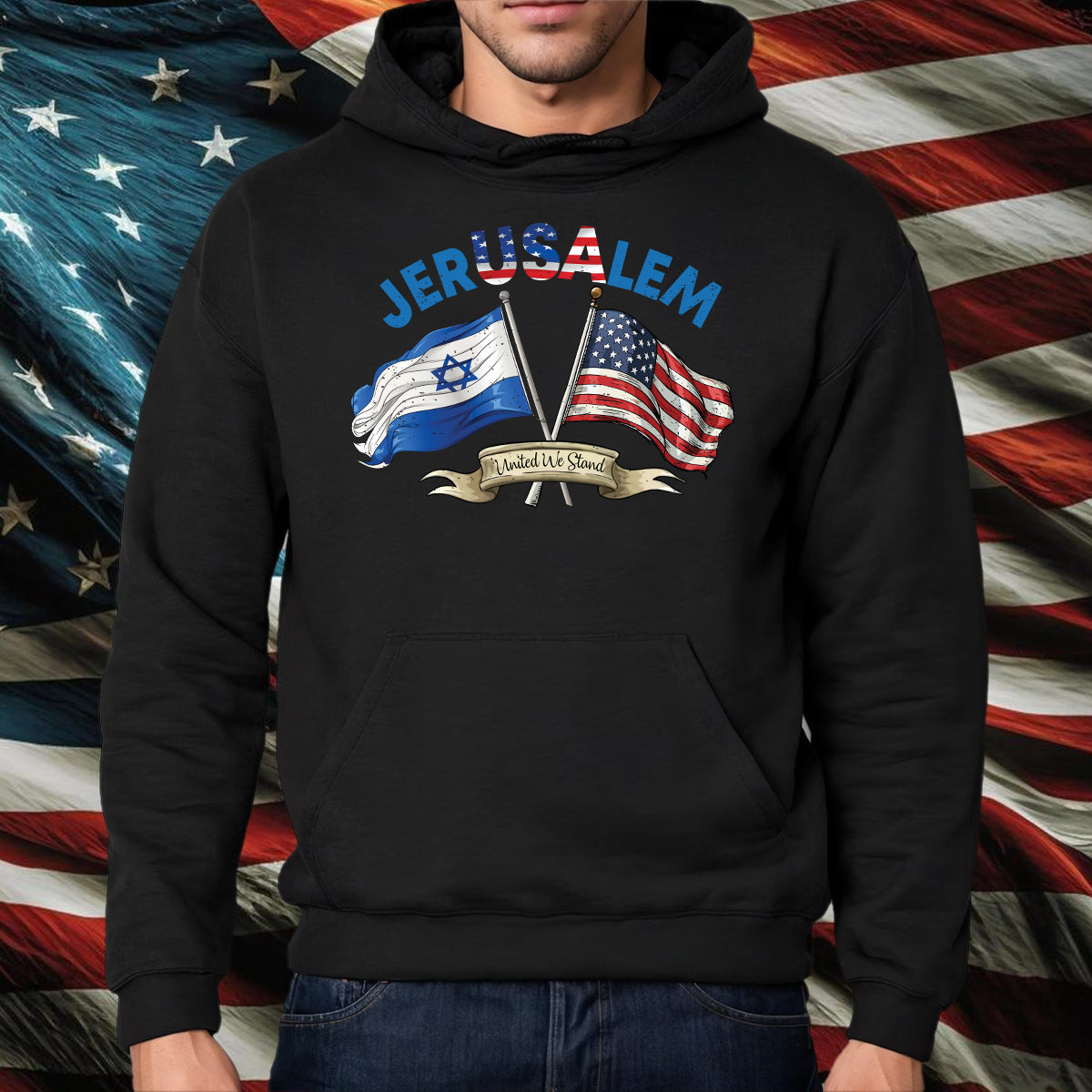 Teesdily | United We Stand With Jerusalem Shirt, Jerusalem Flag Shirt, Jerusalem Support Unisex Tshirt Hoodie Sweatshirt Mug