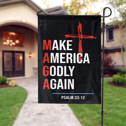 Teesdily | Jesus Make America Godly Again Garden Flag, Jesus Christ Cross Yard Flag, Patriotism Seasonal Flag For Outdoor Holiday Decorations