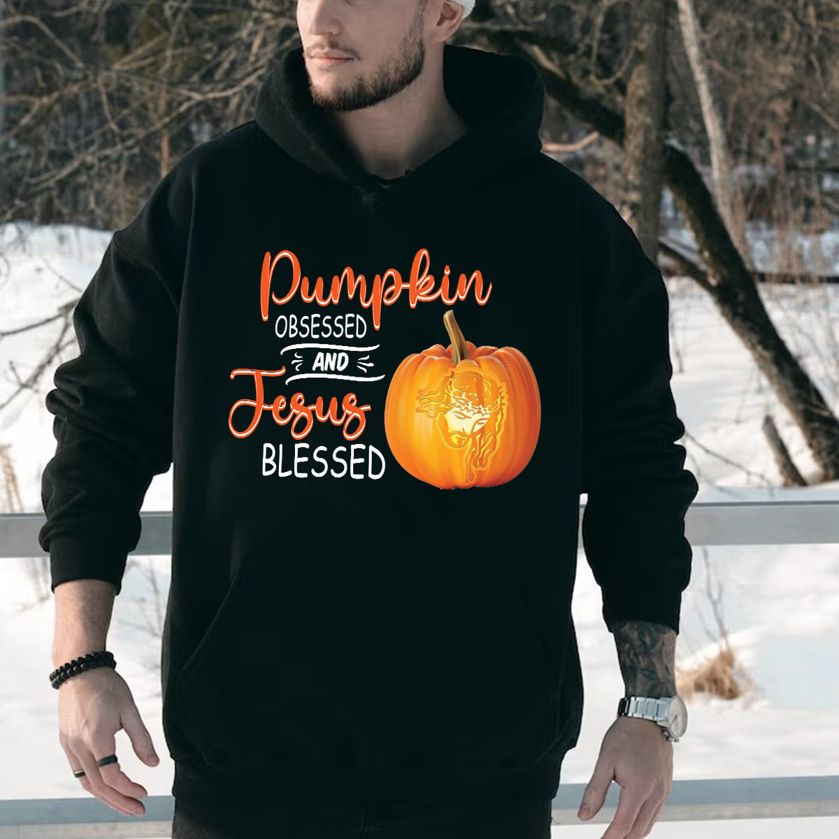 Teesdily | Jesus Pumpkin Shirt, Pumpkin Obsessed And Jesus Blessed Autumn Tee Sweatshirt Hoodie Mug, Christian Apparel, Pumpkin Jesus Lovers Gifts