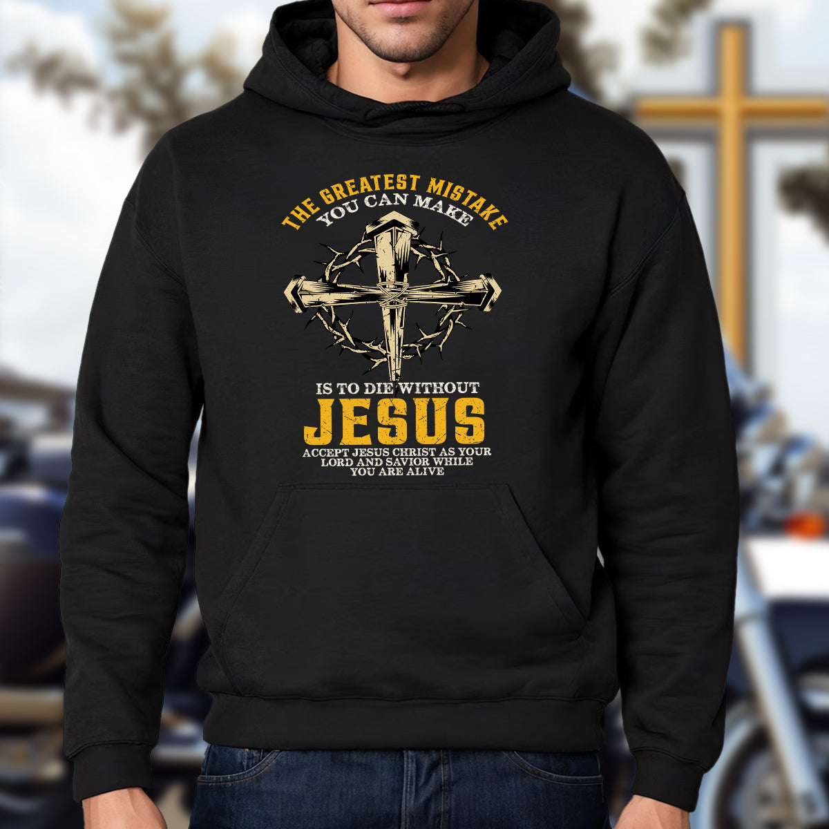 Teesdily | Jesus Cross Crown Shirt, The Greatest Mistake You Can Make Is To Die Without Jesus Tee, Christian Gifts Unisex Tshirt Hoodie Sweatshirt Mug