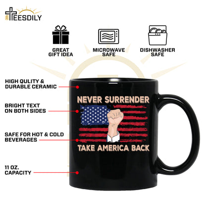 Teesdily | American Flag Shirt, Never Surrender Take America Back Tee Sweatshirt Hoodie Mug, Legend Usa 2024 Shirt, Patriotic Shirt Gift Men And Women