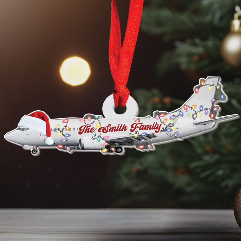 Teesdily | Customized Plane Ornament Christmas, Passenger Plane Ornament Acrylic, Airplane Ornament Christmas Gift