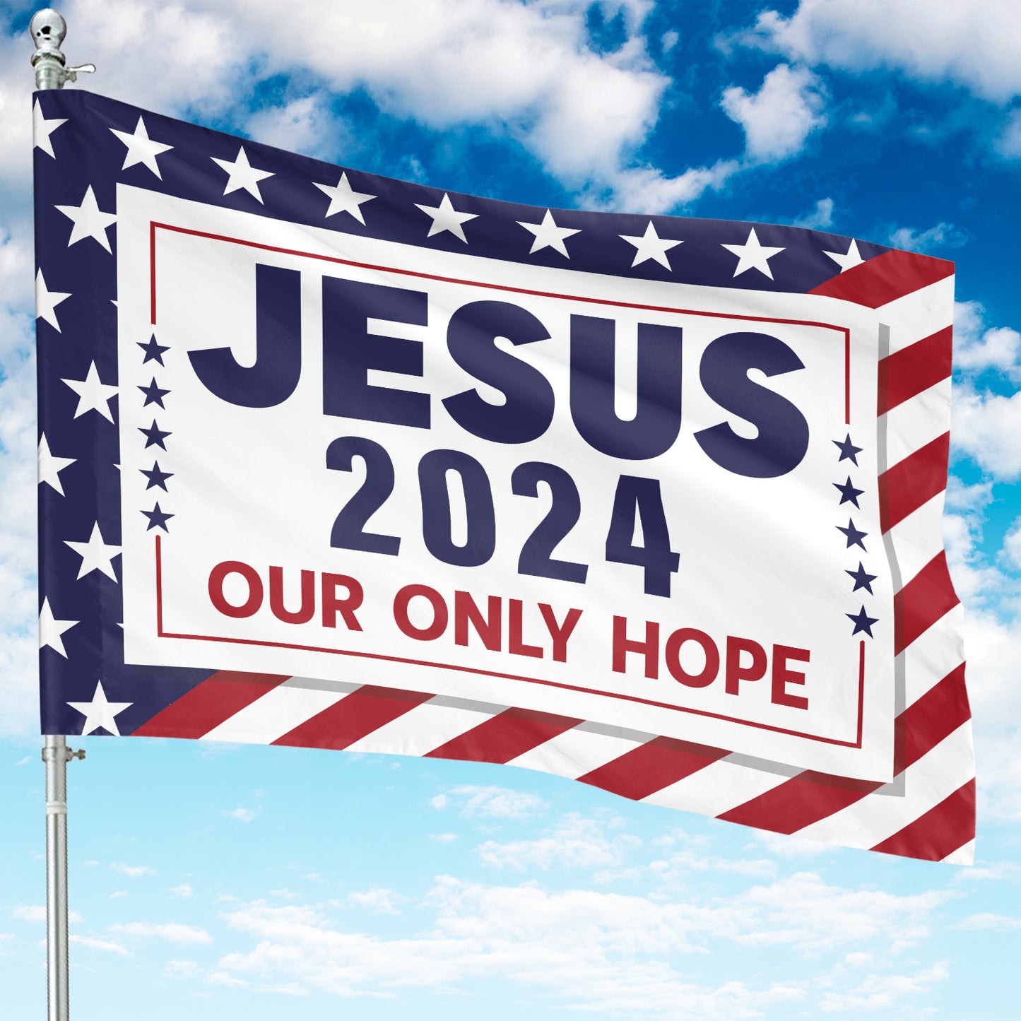 Teesdily | Jesus 2024 Our Only Hope Garden Flag, Christian American Flag Home, God Banner Yard Flag, Jesus Banners Outdoor Decor, Jesus Lovers Gifts