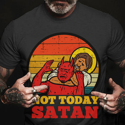 Teesdily | Jesus And Red Devil Unisex Shirt, Not Today Satan Tee Sweatshirt Hoodie Mug, Jesus Lovers Gifts, God Faith Believer Gifts