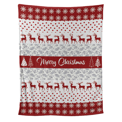 Teesdily | Christmas Reindeer Fleece Blanket Merry Christmas Snowflake Sherpa Fleece Xmas Holiday Throw For Bed Best Gift For Friends Family