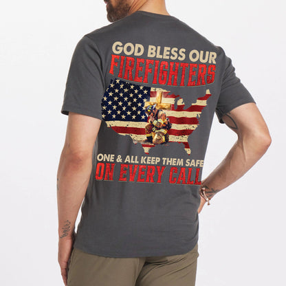 Teesdily | American Flag Firefighter Streetwear Hoodie, God Bless Our Firefighter Tshirt Sweatshirt, Firefighter Mug, Independence Gift For Fireman