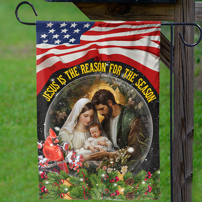 Teesdily | Jesus Nativity Christmas Holy Family Christmas Flag, Jesus Is The Reason For The Season Garden Flag House Flag Decor