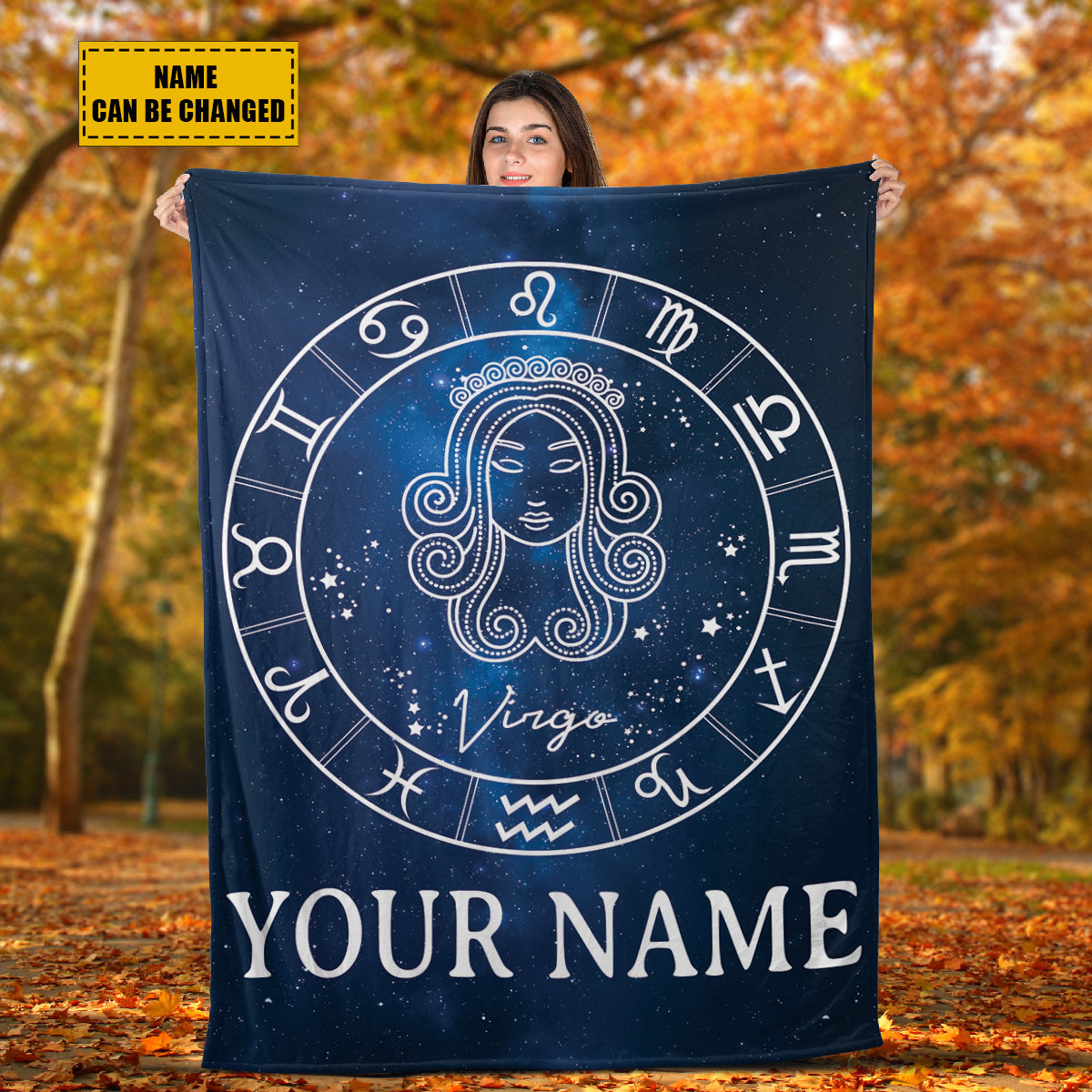 Teesdily | Virgo Personalized Fleece Blanket With Name Horoscope Design Sherpa Blanket Zodiac Sign Constellation Astrology Adult Kid Birthday Gifts