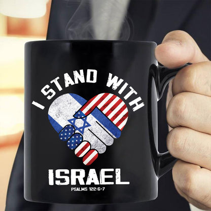 Teesdily | I Stand With Israel Shirt, Israel American Flag Heart Palm Shirt, Israel Support Unisex Tshirt Hoodie Sweatshirt Mug