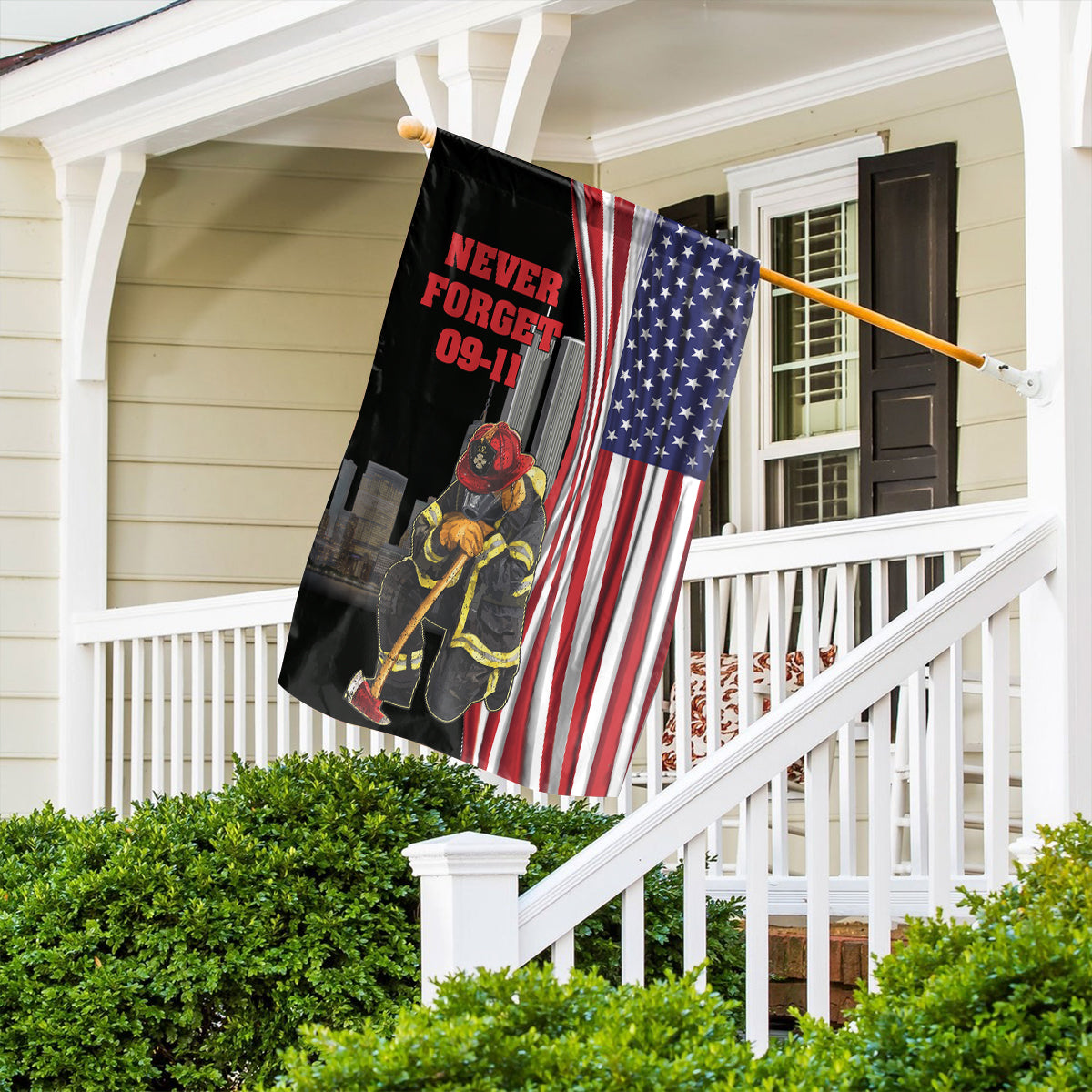 Teesdily | Never Forget September 11th Garden Flag, Firefighter American Flag House Yard Outdoor Decor, Patriot Day Gifts, 911 Never Forget Flag