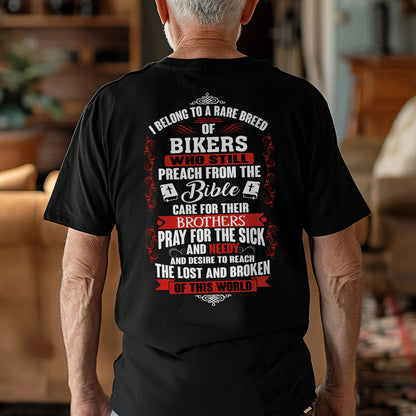 Teesdily | Jesus Biker Shirt, I Belong To A Rare Breed Of Bikers Back Design Unisex T-shirt, Christian Bikers Sweatshirt Hoodie Mug, God Lovers