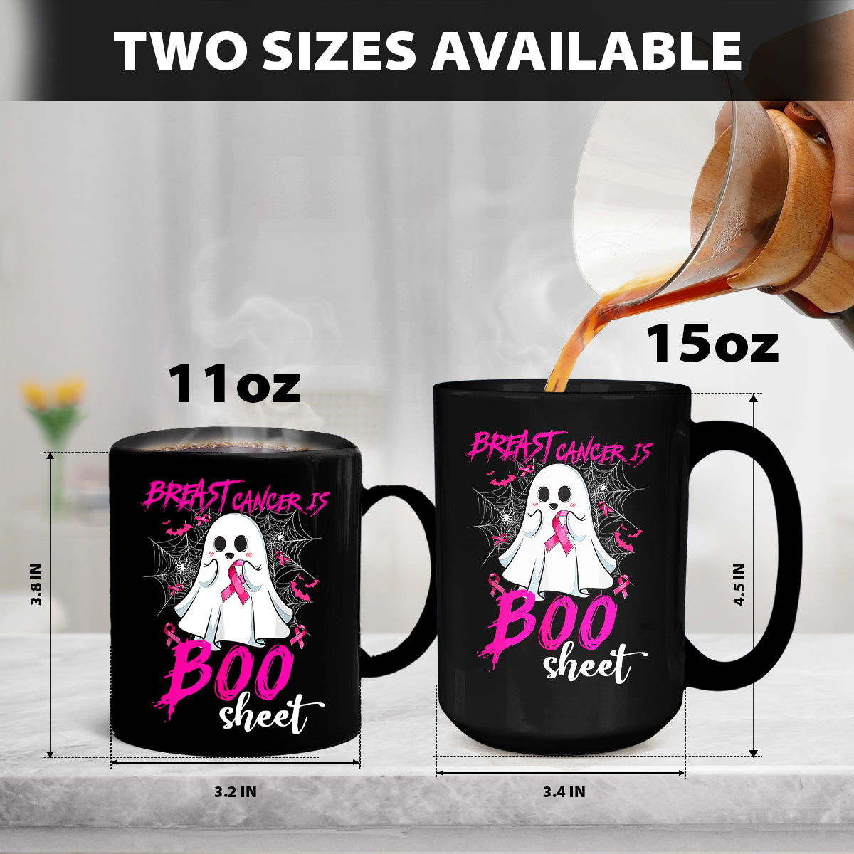 Teesdily | Pink Ribbon Breast Cancer Is Boo Sheet Shirt, Cute Halloween Ghost Boo Sweatshirt, Cancer Survivor Hoodie Mug