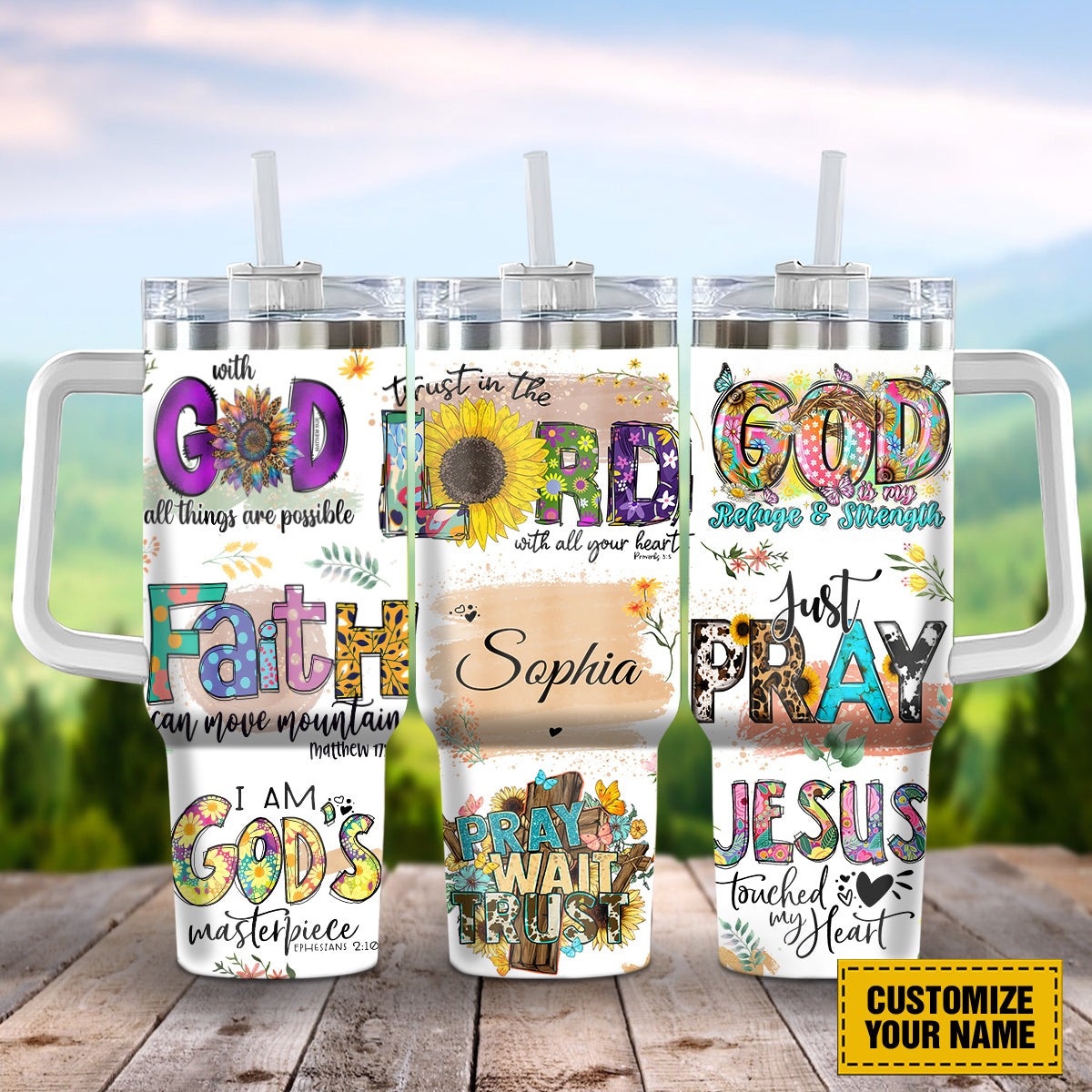 Teesdily | Customized Jesus God Affirmation Insulated Tumbler, Just Pray Jesus Touched My Heart Stainless Steel Cup, Christian Gift For Girls Women