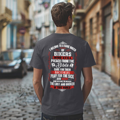 Teesdily | Jesus Biker Shirt, I Belong To A Rare Breed Of Bikers Back Design Unisex T-shirt, Christian Bikers Sweatshirt Hoodie Mug, God Lovers