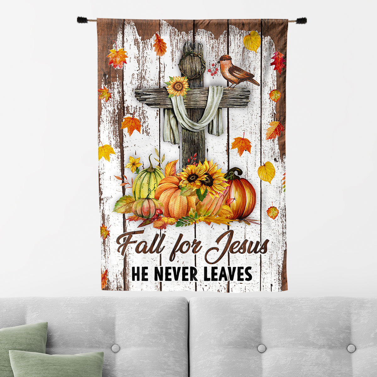 Teesdily | Jesus Cross Pumpkin Outdoor Garden Flags, Jesus Christ Thanksgiving House Flag, Autumn Harvest Day Garden Flag, Thanksgiving Decorations