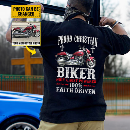 Teesdily | Customized Christian Motorcycle Shirt, Proud Christian Biker Back Design Sweatshirt Hoodie Mug, Jesus Lover Gifts, Christian Biker Apparel