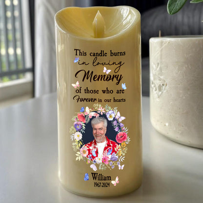 Teesdily | Customized Memorial Family Led Candle, Forever In Our Heart Flameless Candle Xmas Gift, Christmas Candle Gift