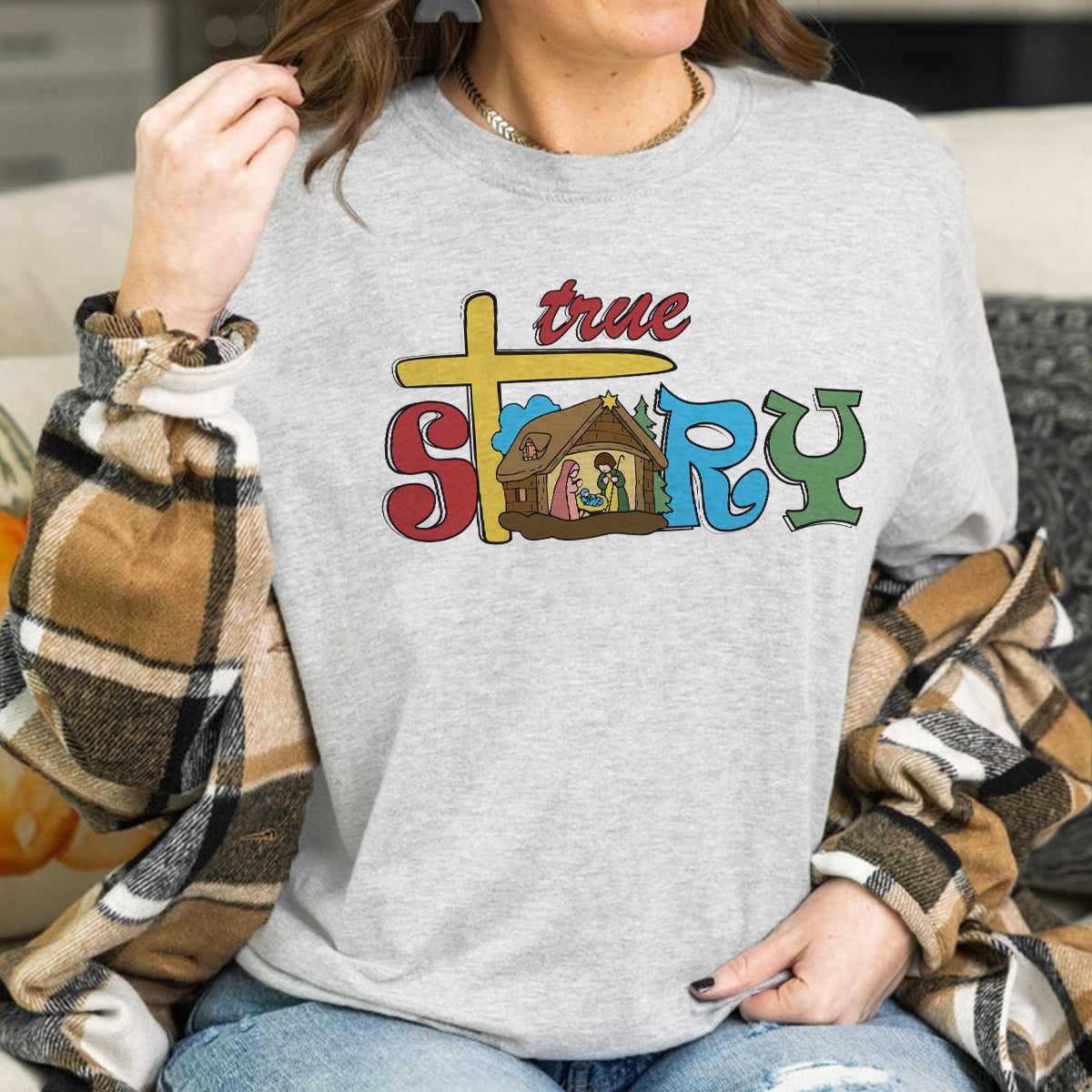 Teesdily | Jesus Nativity Scene T-shirt, True Story Tee Sweatshirt Hoodie Mug, Jesus Lovers Gift, Christmas Apparel Gift