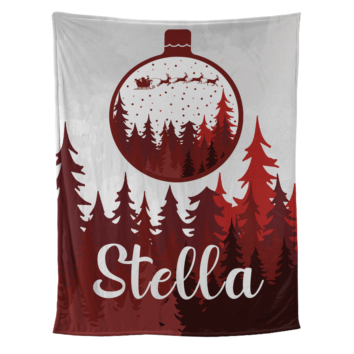 Teesdily | Christmas Tree Forest Personalized Fleece Blanket, Customized Winter Christmas Blanket, Santa Sofa Bed Throw, Christmas Home Decoration