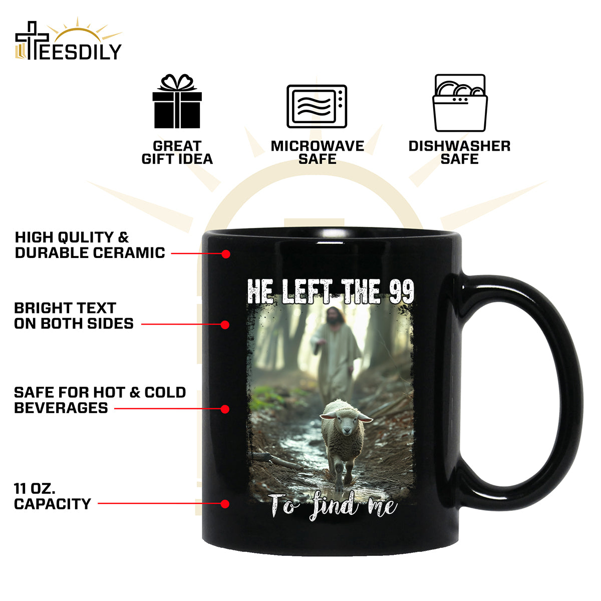 Teesdily | Lamb Of God Shirt, He Left The 99 To Find Me T-Shirt, Jesus Running After A Lost Lamb Sweatshirt Hoodie Mug, Christian Jesus Lover Gift