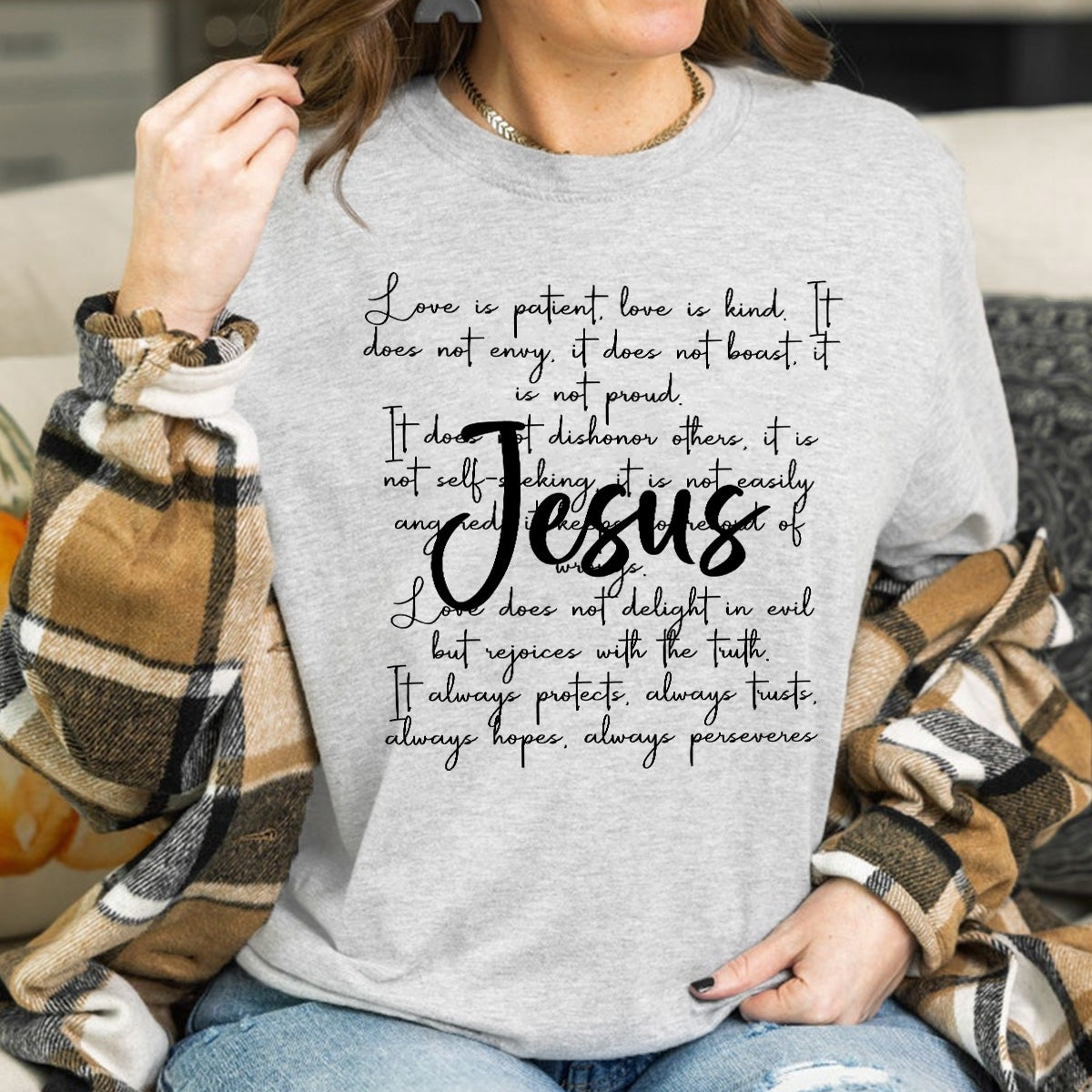 Teesdily | Jesus Christ Shirt, Love Is Patient Kind Sweatshirt Hoodie Mug, Christian Pray T-shirt, Jesus Lover Gifts