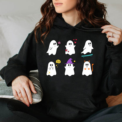 Teesdily | Halloween Cute Ghost Shirt, Halloween Spooky Ghost Flying Tee Sweatshirt Hoodie Mug, Halloween Symbol Gifts, Baby Boo Spooky Tee