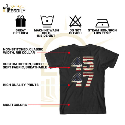 Teesdily | 45 47 Shirt, 45 47 Vintage American Flag Patriot T-shirt, Take America Back Sweatshirt Hoodie Mug, Patriotic Tee, Gift For Men Women