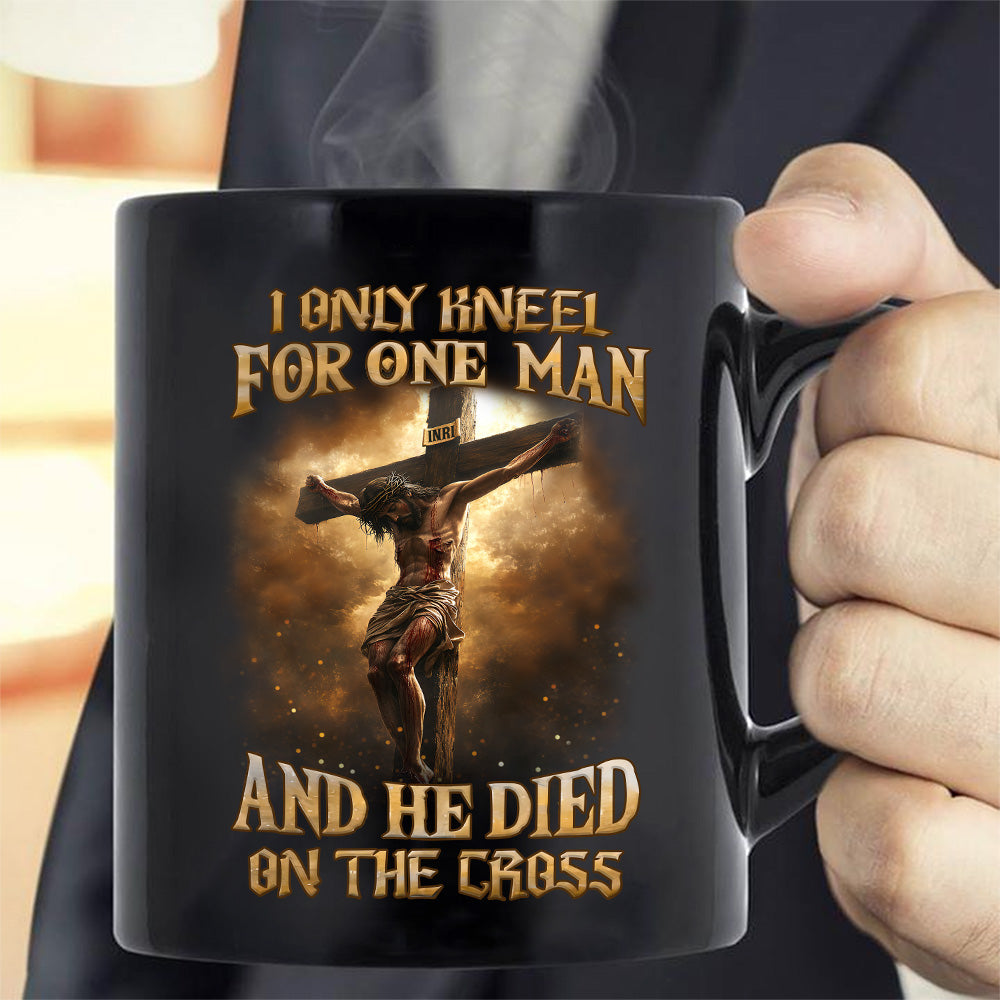 Teesdily | Jesus Crucifix Shirt, I Only Kneel For One Man And He Died On The Cross Sweatshirt Hoodie Mug, Christian Lover Gifts