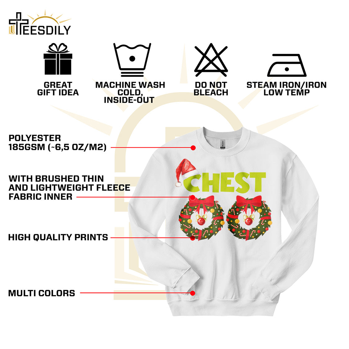 Teesdily | Chest Nuts Matching Christmas Shirt, Funny Couple Shirts, Christmas Couple Sweatshirt, Holiday Matching Family Gift