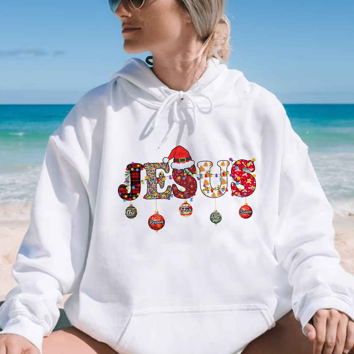 Teesdily | Jesus Christmas Shirt, Jesus The Reason For The Season Tee, Christ Religious Faith Sweatshirt Hoodie Mug Christmas Gift