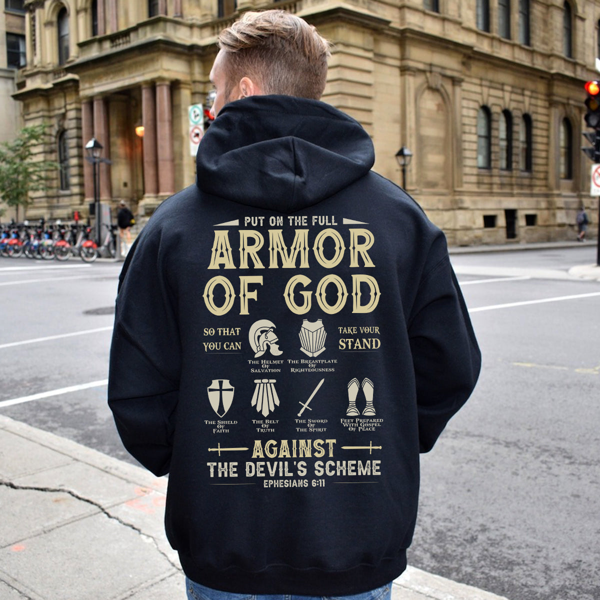 Teesdily | Amor Of God Novelty Shirt, Against The Devil's Scheme Ephesians 6 11 Hoodie Sweatshirt Mug, Christian Graphic Tees, Jesus Believer Gifts