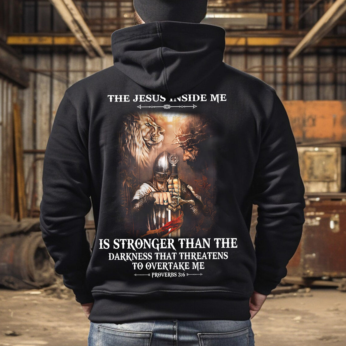 Teesdily | Jesus Lion Of Judah Novelty Shirt, Jesus Inside Me Is Stronger Than The Darkness Hoodie Sweatshirt Mug, Armor Of God Gifts Christian