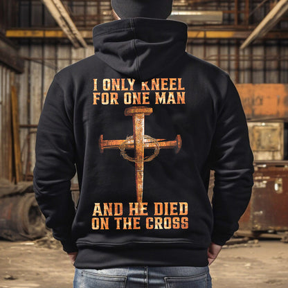 Teesdily | Jesus Nail Cross Vintage Shirt, I Only Kneel For One Man And He Died On The Cross Hoodie Sweatshirt Mug, Christian Religious Gift Ideas