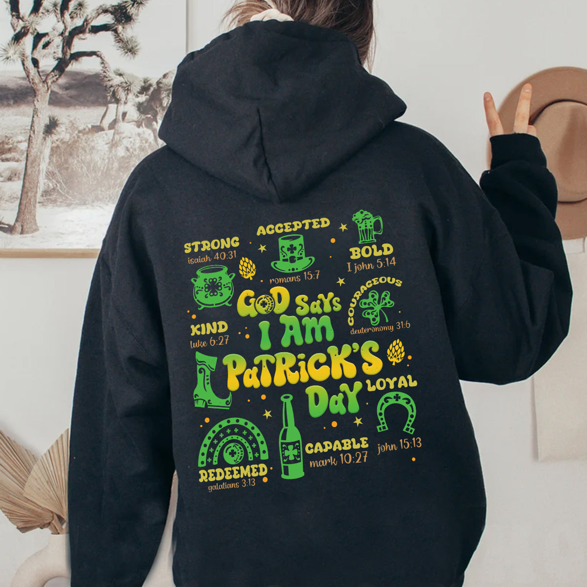 Teesdily | Patrick's Day Novelty Shirt, God Says I Am Casual Hoodie Sweatshirt Mug, Lucky Irish Backside Shirt, St Paddy's Irish Lucky Gifts