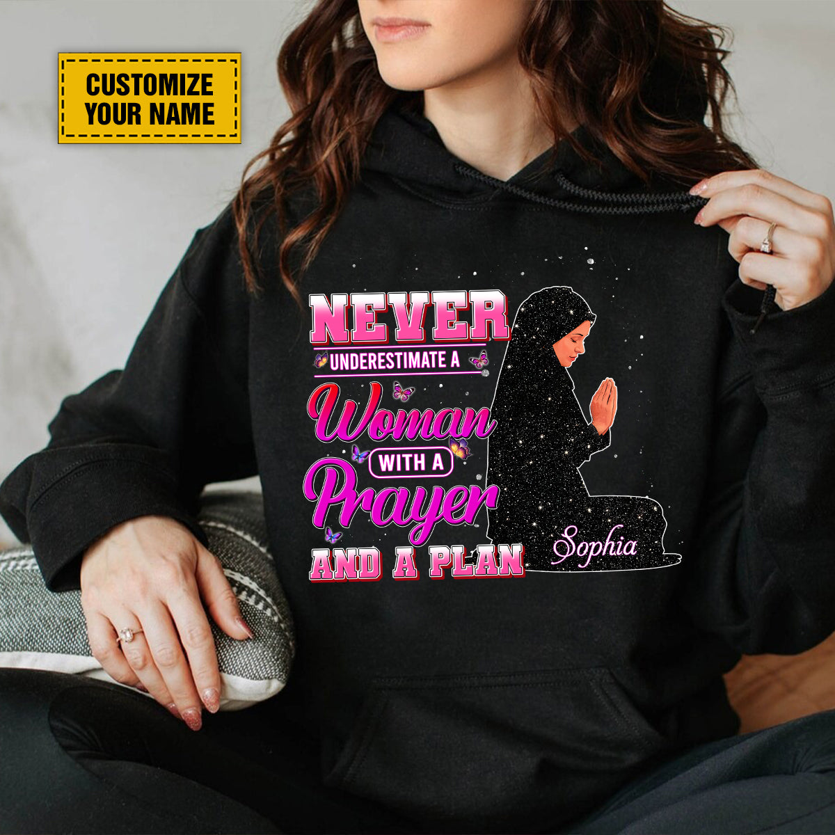 Teesdily | Customized Christian Prayer Shirt, Never Underestimate A Woman With A Prayer Shirt, Gift For Women Faith, Unisex Tshirt Hoodie Sweatshirt Size S-5xl / Mug 11-15oz