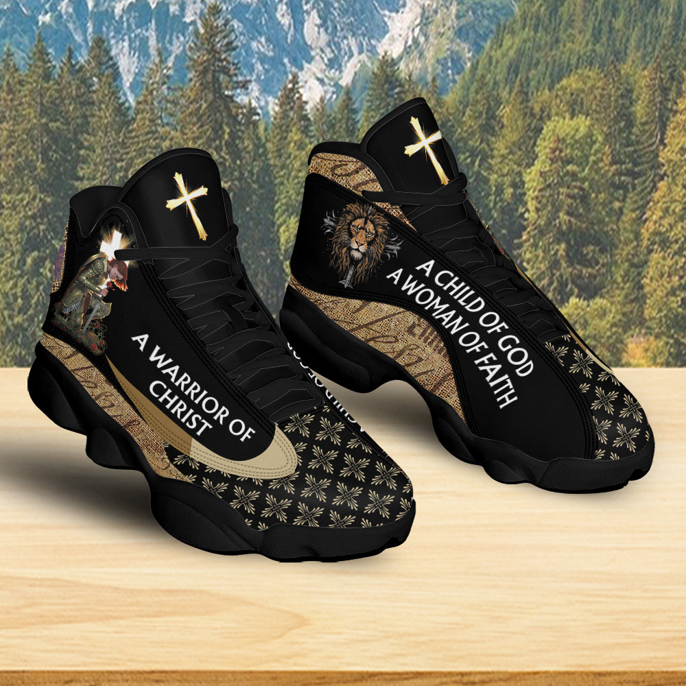 Teesdily | Jesus Basketball Shoes, A Child Of God A Warrior Of Christ, Christian Unisex Sneaker, Religious Gift, Christian Footwear