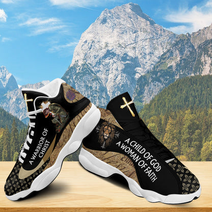 Teesdily | Jesus Basketball Shoes, A Child Of God A Warrior Of Christ, Christian Unisex Sneaker, Religious Gift, Christian Footwear