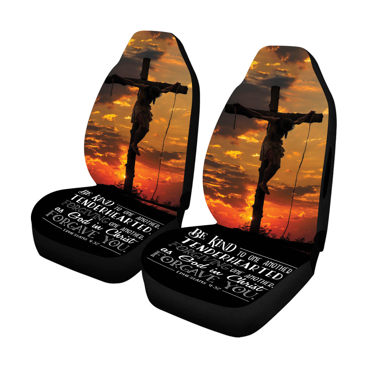 Teesdily | Jesus Cross Light Sunset Car Seat covers, Be Kind To One Another God In Christ Front Seat Protectors, Car Accessories, Jesus Lover Gift