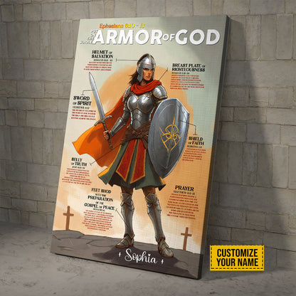 Teesdily | Customized Armor Of God Poster Canvas, Jesus Christ Wall Art, Daughter Of God Gifts, Spiritual Gifts For Women, Religious Wall Decor