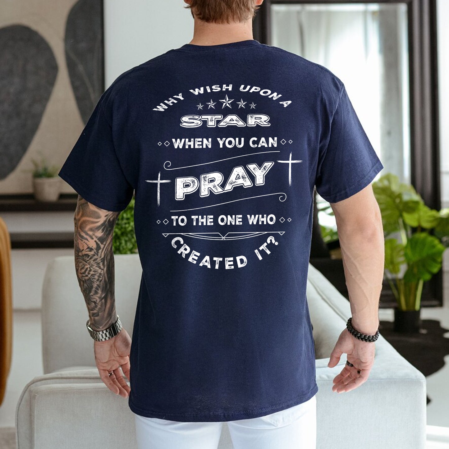 Teesdily | Jesus Christ Shirt, Why Wish Upon A Star When You Can Pray Tee Sweatshirt Hoodie Mug, Jesus Lovers Gifts, Christian Apparel