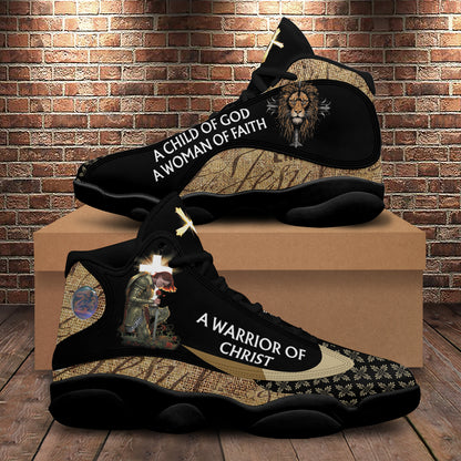 Teesdily | Jesus Basketball Shoes, A Child Of God A Warrior Of Christ, Christian Unisex Sneaker, Religious Gift, Christian Footwear