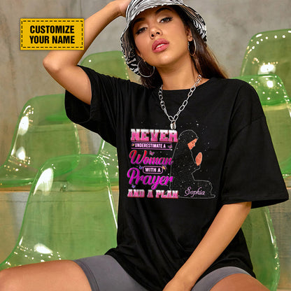 Teesdily | Customized Christian Prayer Shirt, Never Underestimate A Woman With A Prayer Shirt, Gift For Women Faith, Unisex Tshirt Hoodie Sweatshirt Size S-5xl / Mug 11-15oz