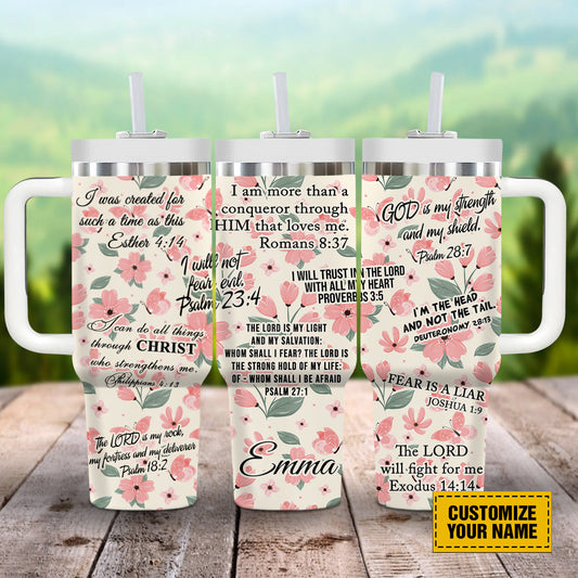 Teesdily | Customized Wildflower Pattern Tumbler, God Bible Verses Insulated Tumbler, God Faith Positive Tumbler, Personalized Tumblers With Names