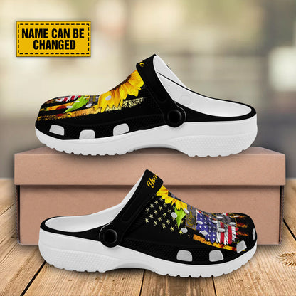 Teesdily | Hope Faith Love Customized Clogs Shoes, American Flag Sunflower, Cross Clogs Shoes, Jesus Lovers Gifts, God Faith Believers, Christian Gifts Kid & Adult Unisex Clogs Shoes Eva