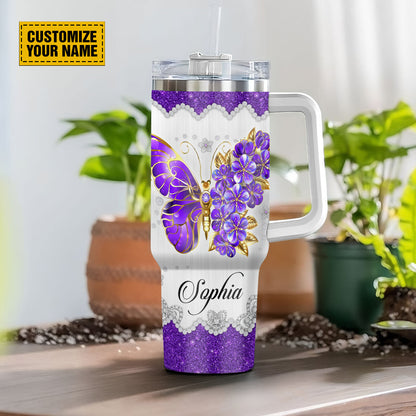 Teesdily | Customized Butterfly Jewelry Tumbler With Handle, You Are Far More Precious Than Jewels 40 oz Tumbler, Christian Gifts For Girl Women